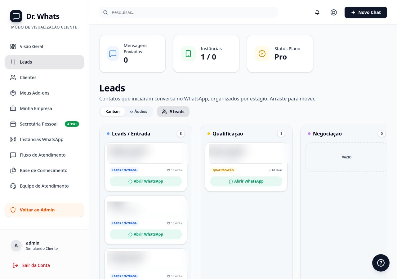 Funil de vendas Kanban